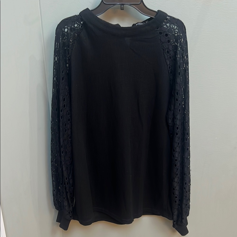 Blue Boxy Long Sleeve Sweatshirt with Embellishments